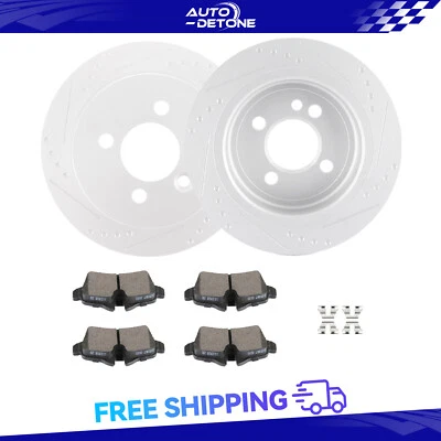 Rear 4x Ceramic Brake Pads 2x Rotors Kit Solid Slot For Mini Cooper 2007-2016 - Imagem 1 de 4