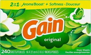 Gain Dryer Sheets Laundry Anti-Static Fabric Softener, Original Scent, 240 Count - Picture 1 of 5