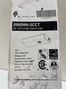 18-in 7W LED Undercabinet Light, 524 lm, 120V, 5 CCT Select, White - Picture 1 of 2