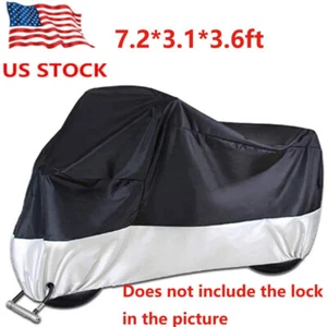 Motorcycle Cover Large Waterproof Heavy Duty For Outside Storage Snow Rain Cover - Picture 1 of 12