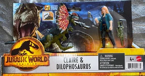 Mattel Jurassic World Dominion Claire and Dilophosaurus Dinosaur Figure SET - Picture 1 of 2