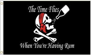 Pirate Time Flies Polyester Flag - Choice of Sizes - Picture 1 of 3