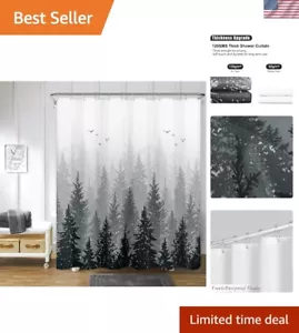 Elegant Black and Gray Nature-Themed Shower Curtain Set - 72" Grommet Top - Picture 1 of 9