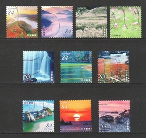 JAPAN 2021 NATURAL LANDSCAPES SERIES NO. 1 COMP. SET OF 10 STAMPS IN FINE USED  - Picture 1 of 4