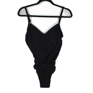 NWT Gottex Lattice Black V-Neck One Piece Swimsuit Sz 8 Timeless Swim Beach - Picture 1 of 8