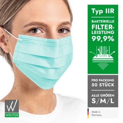 WINTER.GROUP GMBH Medizinische Einweg OP-Masken 3-lagig Typ II R DIN EN 14683 (99,99% BFE) – grün