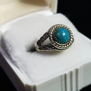 Anillo turquesa de colección de plata esterlina navajo estampado talla 4 niño meñique JP joyería - Imagen 1 de 7