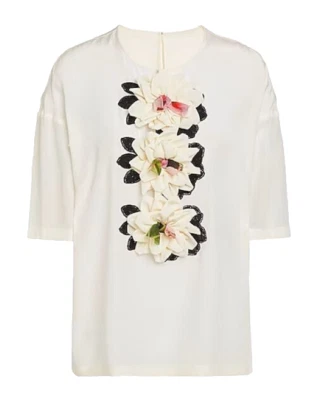 NUEVO CON ETIQUETAS Blusa Top Dolce & Gabbana 3D Flores SEDA Coutour Talla 38 S $1,787 Foto 1 de 4