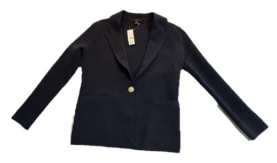 J. Crew Womens Camille Knit Sweater Blazer Navy Wool XXS #AW687 preppy academia - Image 1 of 4