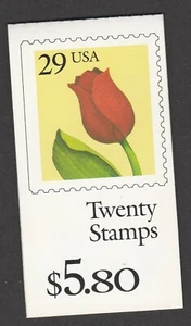 US 2527a BK185 Flower Tulip 29c booklet 20 K2222 MNH 1991 - Picture 1 of 3
