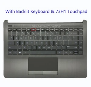 Palmrest For HP 14-CF 14-DF 14-DK 14s-cr Backlit US Keyboard Touchpad L24817-001 - Picture 1 of 10