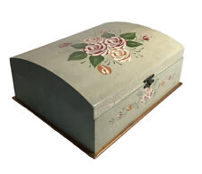 Storage Wood Box Floral Hand-painted Tan Crackle Finish Many Uses
