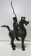 ANTIQUE CHINESE HAND CAST BRONZE STATUE WARRIOR ON HORSE WITH LANCE #2