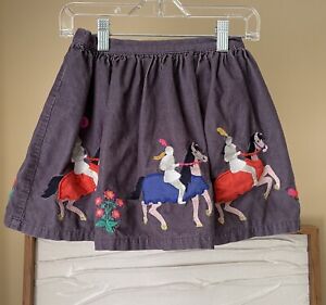 MINI BODEN • Girl's Horse Knight In Shining Armor Cord Appliqued Skirt 7-8 Year