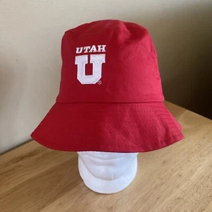 University Of Utah Bucket Hat Cap Red Stitched Embroidered Size S/M - Picture 1 of 5