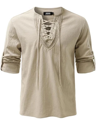 Mens Renaissance Shirt Medieval Pirate Viking Halloween Costume Gothic Steamp... - Image 1 of 4