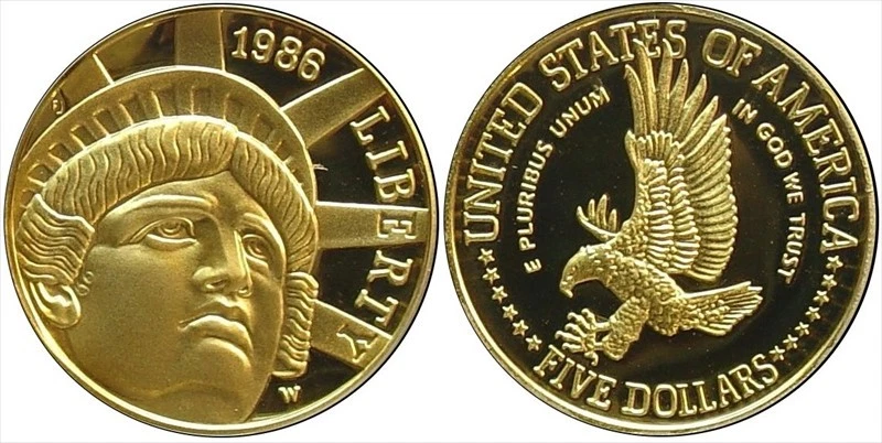 1986 $5 Commemorative Gold Proof (Statue Of Liberty) - .2418 oz. AGW - Image 1 of 1