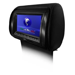 7823 POGGIATESTA CON MONITOR 7" LCD PASSIVO IN PELLE NERA CON CAR DVD PLAYER - Foto 1 di 1