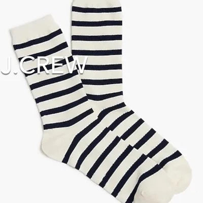 (NUEVO) Calcetines Pantalón Mujer J.Crew Factory Azul Marino Oscuro/Marfil Rayas - Talla: OS Foto 1 de 4