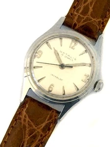 VINTAGE SWISS NATALIS WATCH WITH 17 JEWEL CYPRUS MOVEMENT & ROCHET LEATHER BAND - Foto 1 di 5