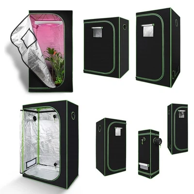 600D-POLYESTERGEWEBE, KUNSTSTOFF Growbox Gewächshaus Zuchtzelt indoor Growzelt schwarz Anbauzelt Zuchtschrank