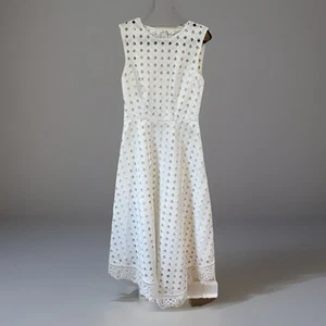 La Maison Talulah White Large Eyelet Sleeveless Fit Flare Dress Sundress XS - Picture 1 of 8