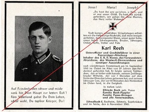 Sterbebild 2. WK Unteroffizier in Panzerjäger Abt. gef. 1943 im Osten wh. Saar - Bild 1 von 1