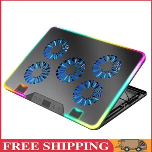 Laptop-Kühlpad 5 leise Lüfter Notebook-Ständer für 11-173-Zoll-Laptops (schwarz) - Afbeelding 1 van 12
