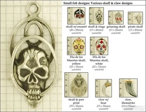 Skull & claw decorative fobs, various designs & keychain options - Picture 1 of 6