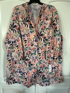 Vera Bradley Damen rosa Blumen verstaubar Kapuze Taschen Regenmantel Jacke 3XL - Bild 1 von 15