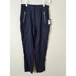 DKNY Pant Satin Womens 4 NWT Blue Cargo Pockets - Picture 1 of 8