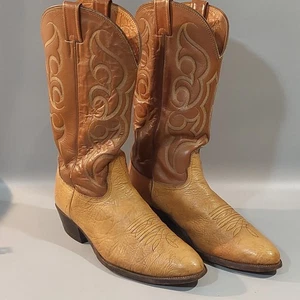 Vintage Nocona Cowboystiefel Herren 8 hellbraun zweifarbig Leder Western hergestellt in den USA Rodeo - Bild 1 von 12