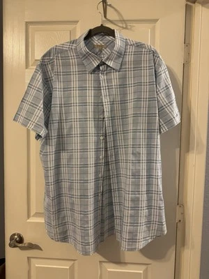 Men’s Burberry London 100% cotton Casual Shirt - XXL - Short sleeve. Blue Check - Image 1 of 4