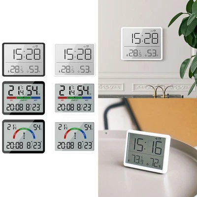 Contemporary Digital Wall Clock Date Temperature Stylish and Functional - Image 1 of 4
