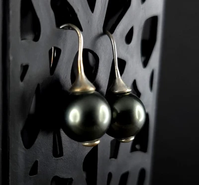 Ohrringe Silber Sterling Perle grau Ohrhänger - attraktiv edel & zeitlos schön - Bild 1 von 4