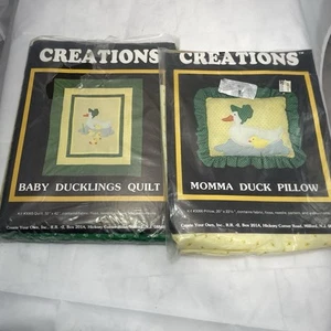 Creations Baby Ducklings Quilt & Momma Duck Pillow Matching Sewing Kits Vintage - Picture 1 of 8