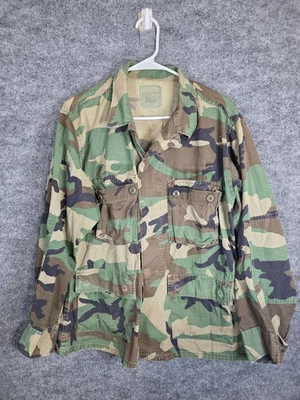 Vintage US Military Jacket Mens Medium Woodland Camo Combat Utility Ripstop 90s - Image 1 of 4