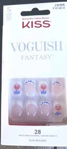 Kiss VOGUISH FANTASY KLEBENÄGEL 28 kurz MANDEL PATRIOTISCH FRENCH "GLATT" NEU - Bild 1 von 1
