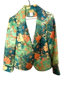 Chaqueta Seandara Verde Floral Mujer De Colección Talla XS Embellecida Retro Años 90 Y2K - Imagen 1 de 6