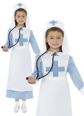 Nurse Costume Girls Book Day Wartime Fancy Dress Outfit Educational Nurses - Image 1 of 2