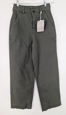 Everlane Women NWT The Organic Wide Leg Pant Kambaba Barrel Wide Leg Sz 00 Green - Image 1 of 4
