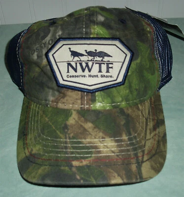 NWTF Mossy Oak Obsession 2018 Committee Hat Cap Camo/Blue New NWT Adjustable - Image 1 of 3