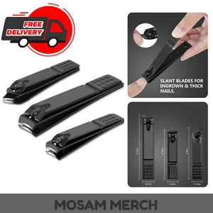Nail Clippers Set Black Matte Stainless Steel Fingernail & Thick Toenail & Ingro - Picture 1 of 12