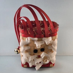 Weihnachtsmann Gesicht Korbkorb Band Handwerk rot und natürlich Korb Glocke hängt - Bild 1 von 9