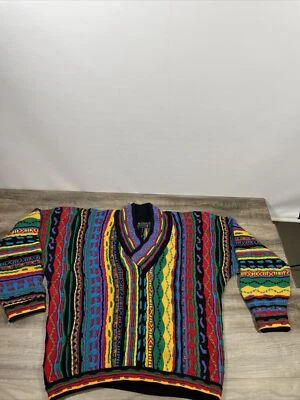 Vintage 90s COOGI Multicolor 3D Knit Sweater Mens Size Large Australia Hip Hop - Image 1 of 4