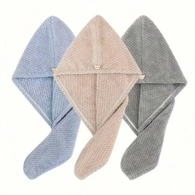 3pcs Quick-Drying Microfiber Hair Towel Wrap Super Absorbent, Soft & Frizz-Free - Image 1 of 4