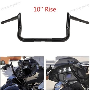 Black 10" Handlebar For Harley Street Electra Glide Meathook Bars Handlebar - Picture 1 of 12
