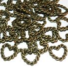 ML924 Antiqued Bronze 20mm Twisted 2-Strand Heart Link Design Component 20pc