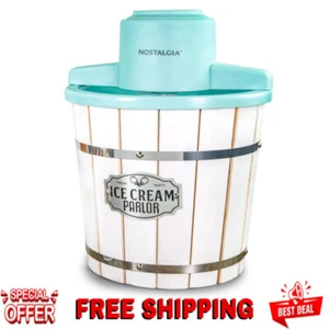 4-QT Electric Ice Cream Maker Wood Bucket Parlor Style Ice Cream Machine Makes - Picture 1 of 8