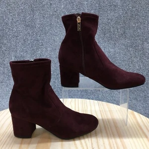 Unisa Boots Womens 6.5 M Chelsea Burgundy Pull On Casual Ankle Top Block Heels - Picture 1 of 17